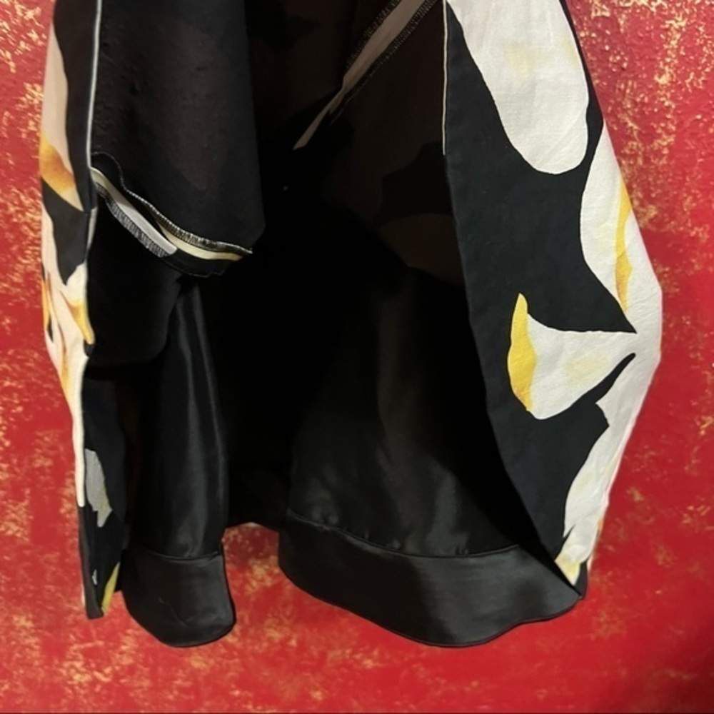 ALICE + OLIVIA KOURTNEY Sleeveless Box Pleated Combo Lined Dress Black /Floral 2 - Picture 10 of 15